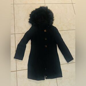 Calvin Klein Collection Black Fur-Trimmed Puffer Coat
